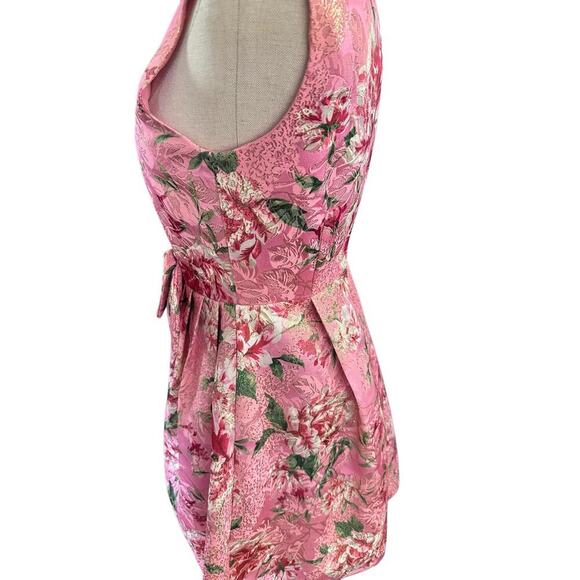 Tahari by ASL Women's Pink Floral Print Metallic Bow Fit & Flare Dress Size 2 - Picture 7 of 7